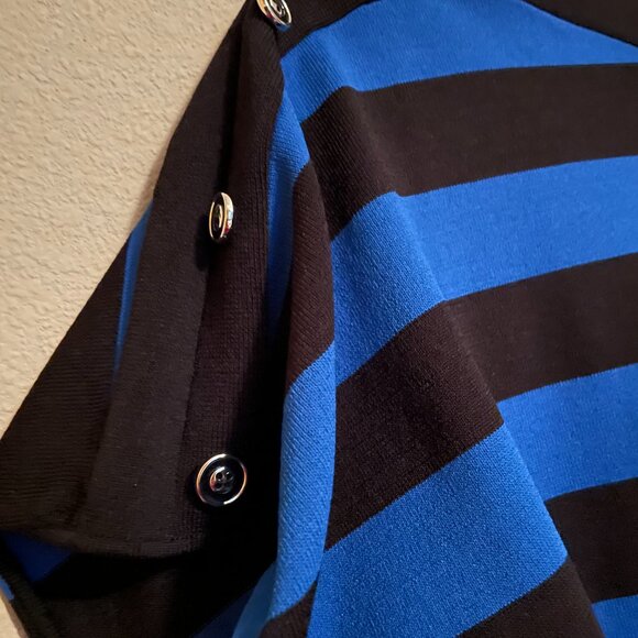 New York & Co.,GABRIELLE UNION, S Sweater Top, Scarf,Cobalt Blue Black Striped - Picture 8 of 12